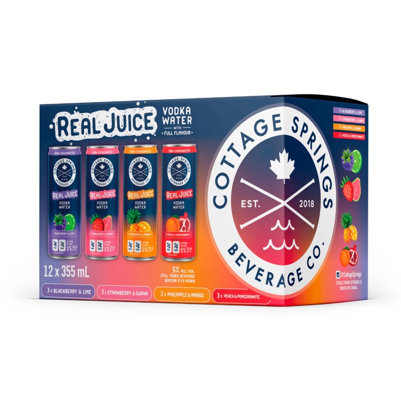 COTTAGE SPRINGS REAL JUICE VODKA WATER MIXER 355ML 12PK CAN @ Deerfoot City [1056094] 4260 ml