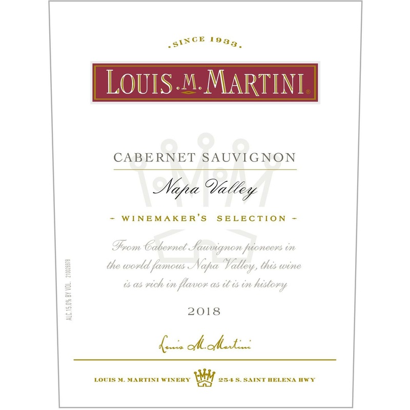 LOUIS M MARTINI CABERNET SAUVIGNON SELECT NAPA ON SALE 2019 750 mL