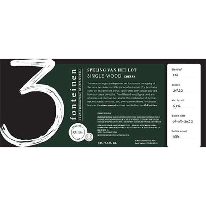 3 Fonteinen Speling van het Lot XVIII.vi: Single Wood (Cherry) 750ML BTL