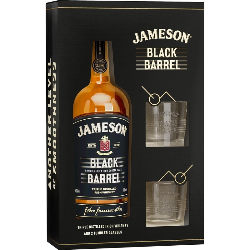 JAMESON BLENDED IRISH WHISKEY BLACK BARREL 80 W/2 GLASSES 750ML 750ML