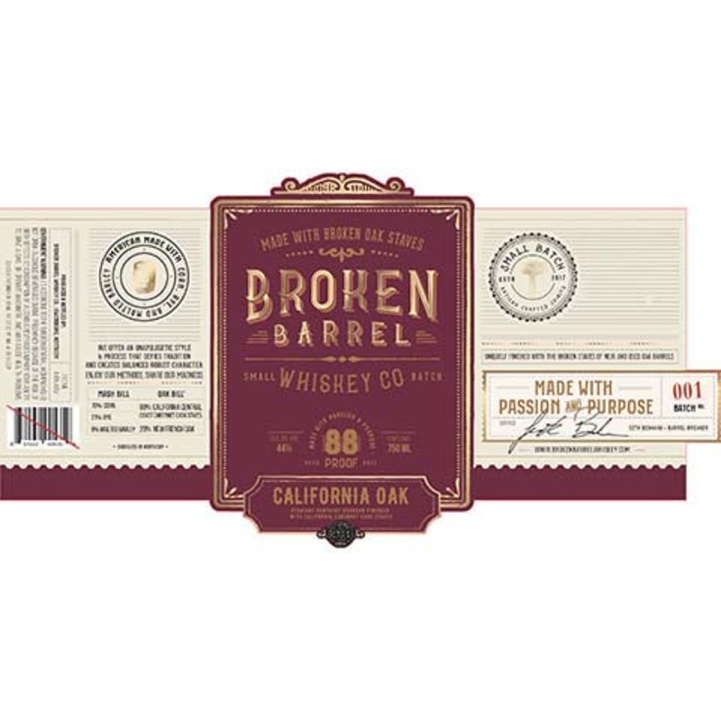 Broken Barrel California Oak Kentucky Straight Bourbon Whiskey 750ML BTL