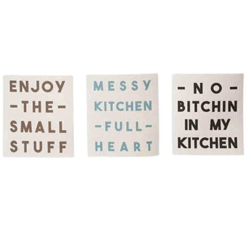Reusable Sponge with Kitchen Sayings