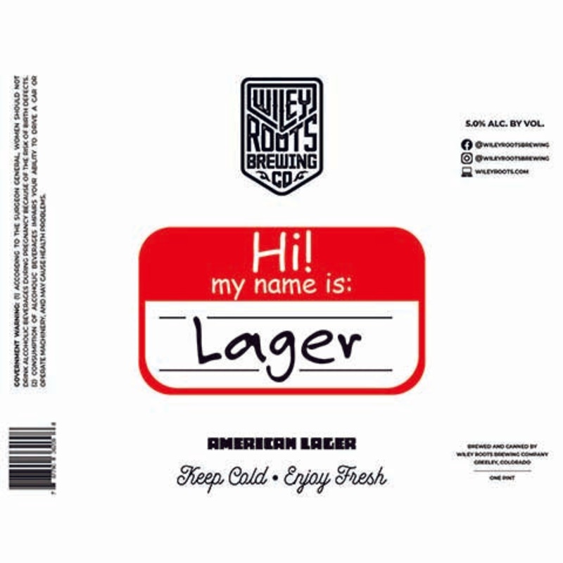 Wiley Roots Hi! My Name Is: Lager 16OZ SINGLE CAN