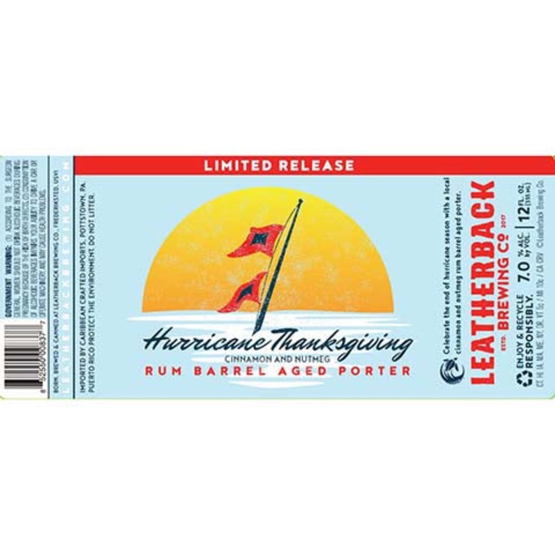 Leatherback Hurricane Thanksgiving Cinnamon and Nutmeg Rum Barrel Aged Porter 12OZ SINGLE CAN