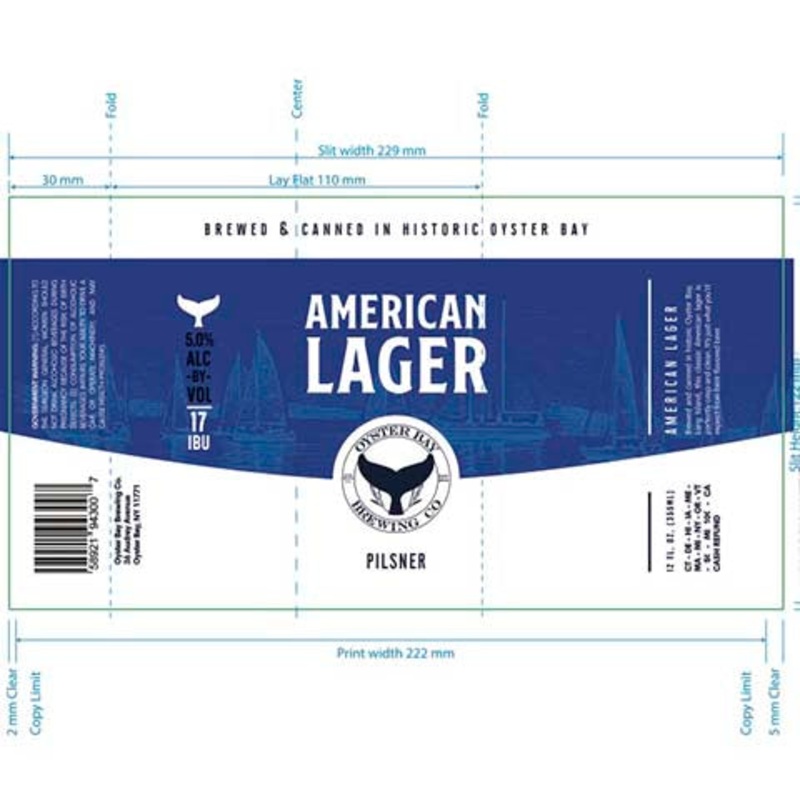 Oyster Bay American Lager Pilsner 12OZ SINGLE CAN