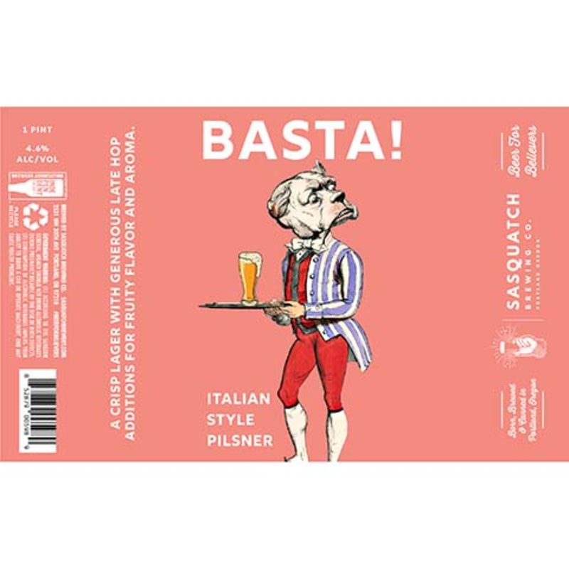 Sasquatch Basta! Italian Style Pilsner 16OZ SINGLE CAN