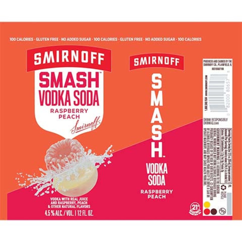 Smirnoff  Smash Raspberry Peach Vodka Soda 12OZ SINGLE CAN