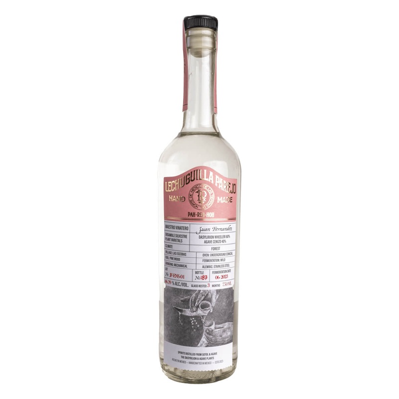 Sotol Parejo Lechuguilla Parejo Dasylirion Wheeleri 60% Agave Cenizo 40% Juan Fernandez Sotol 46.39% Alc 750mL
