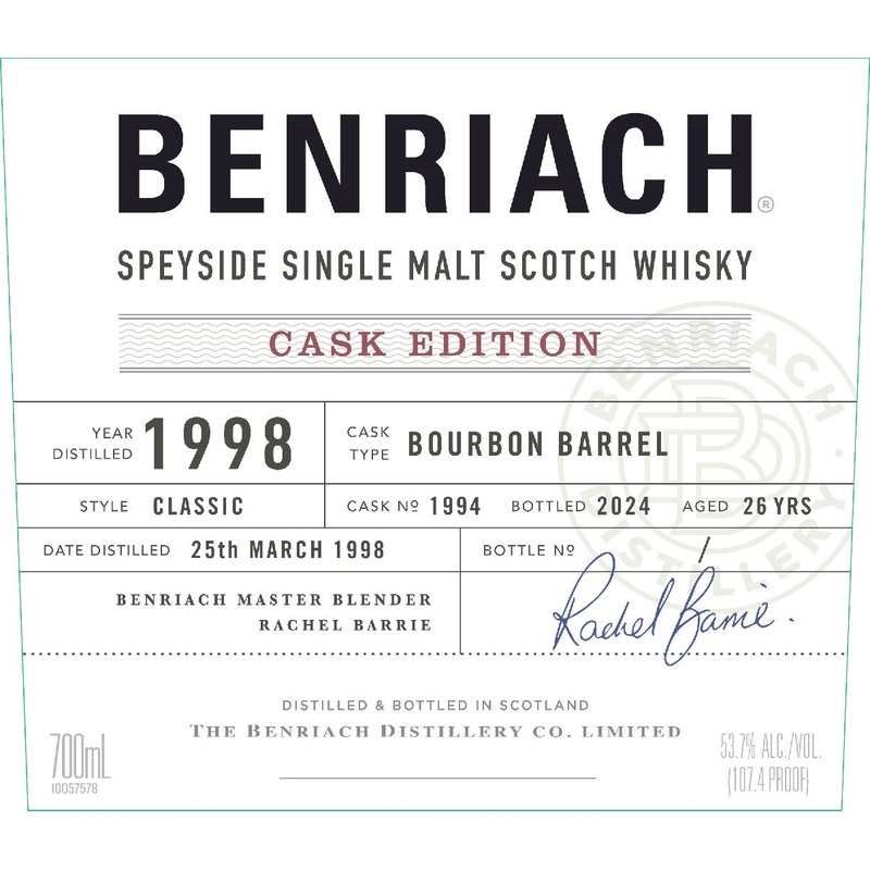Benriach Cask Edition 1998 Cask No. 1994