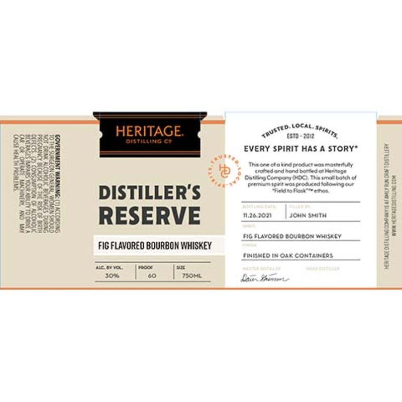 Heritage Distiller’s Reserve Fig Flavored Bourbon Whiskey 750ML BTL