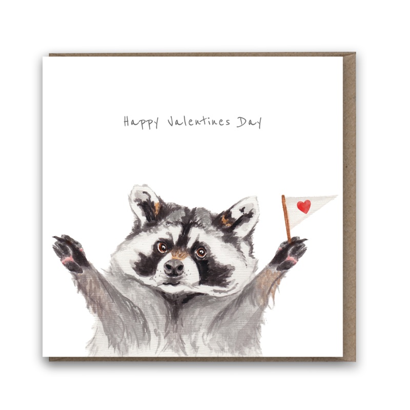 Lil Wabbit: Racoon Heart Balloon Card