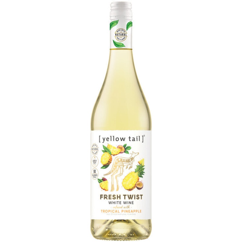 YELLOW TAIL FRESH TWIST WHITE WINE INFUSED WITH TROPICAL PINEAPPLE 750ML 750ML