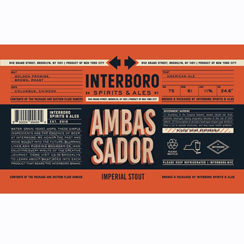 Interboro Ambassador Imperial Stout 16OZ SINGLE CAN