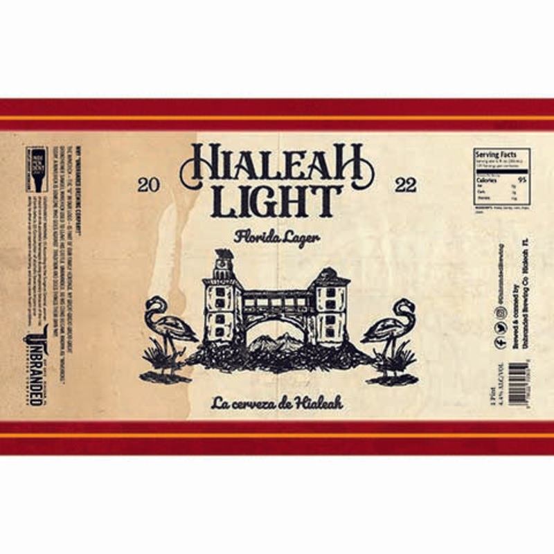 Unbranded Hialeah Light Florida Lager 16OZ SINGLE CAN