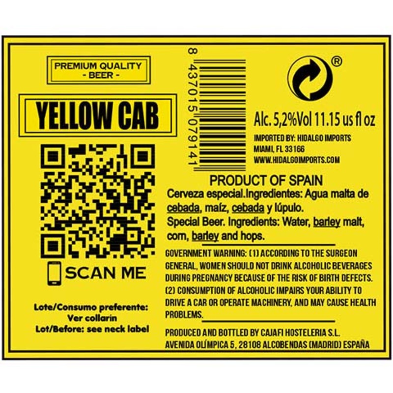 Yellow Cab Beer 11.15OZ SINGLE BTL