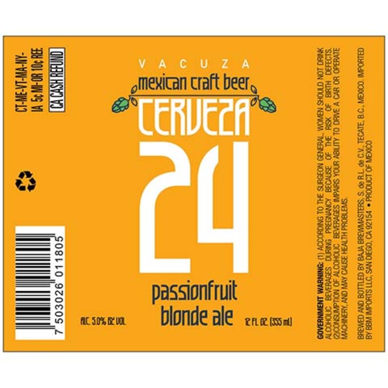 Baja Brewmasters Cerveza 24 Passionfruit Blonde Ale 12OZ SINGLE BTL