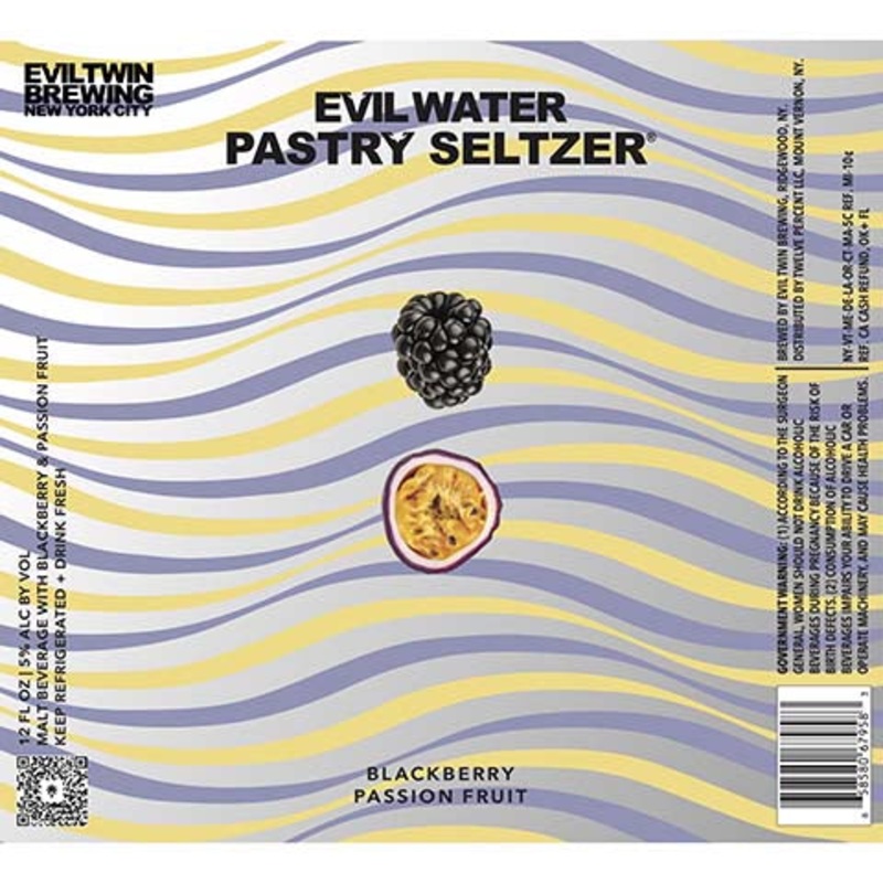 Evil Water Pastry Seltzer (Blackberry, Passion Fruit) 12OZ SINGLE CAN