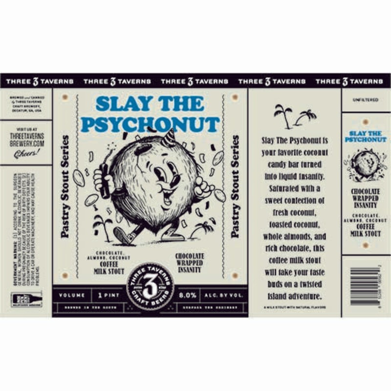 Three Taverns Slay The Psychonut Coffee Milk Stout 16OZ SINGLE CAN