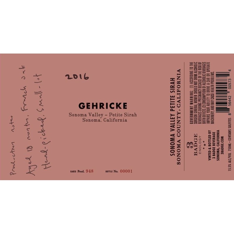 GEHRICKE PETITE SIRAH SONOMA VALLEY 2021 750 mL