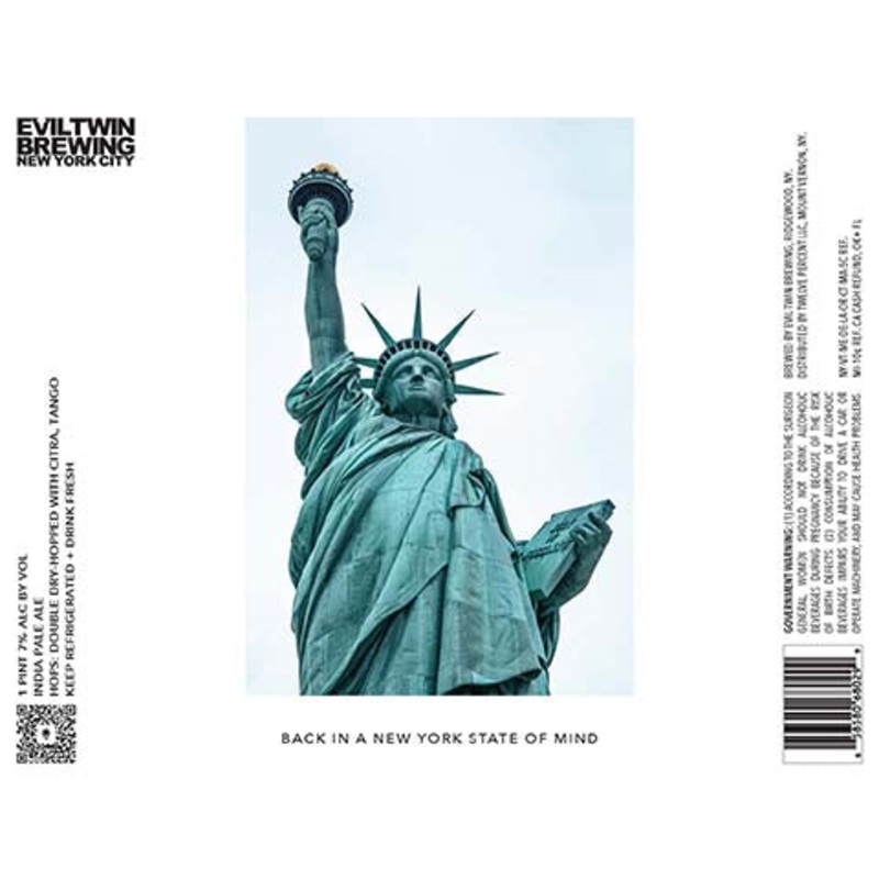Evil Twin Back In A New York State of Mind IPA 16OZ SINGLE CAN
