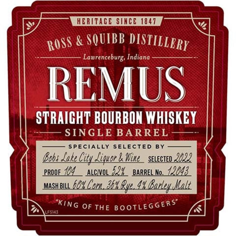 Ross & Squibb Remus Single Barrel Straight Bourbon Whiskey 750ML BTL