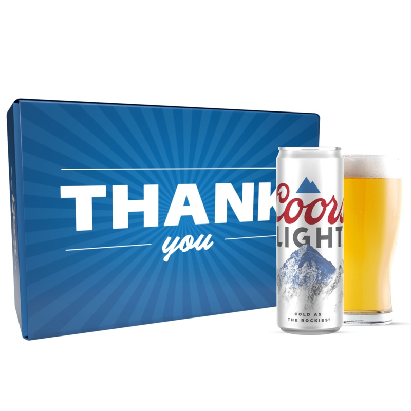 Coors Light Thank You Gift Basket Yes! Please Include 8 Beers and 4 Gourmet Snacks.