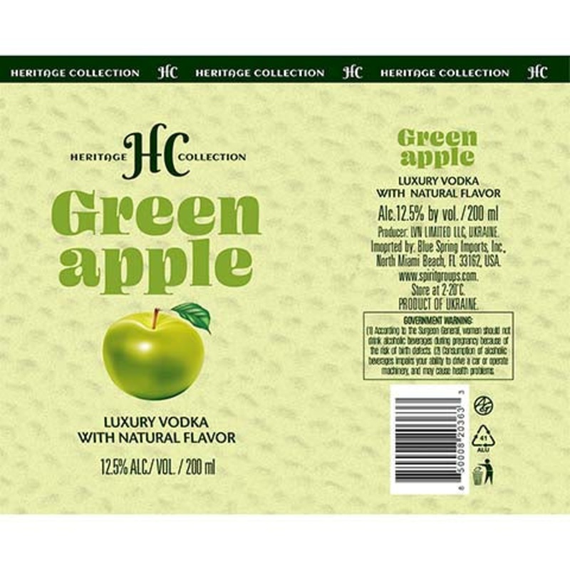 Heritage Collection Green Apple Vodka 200ML BTL