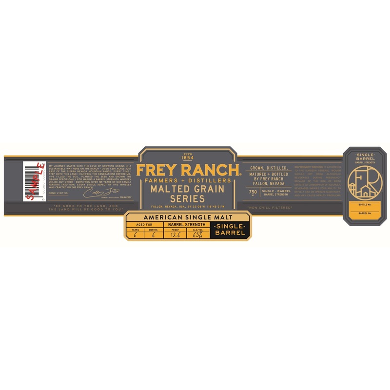 Frey Ranch Single Barrel Malted American Single Malt  6 Years, Barrel Strength