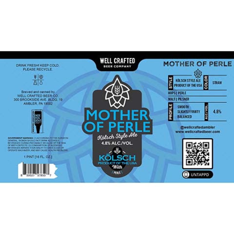 Well Crafted Mother Of Perle Kolsch Ale 16OZ SINGLE CAN