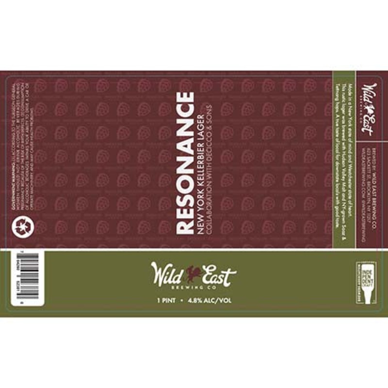 Wild East Resonance New York Kellerbier Lager 16OZ SINGLE CAN