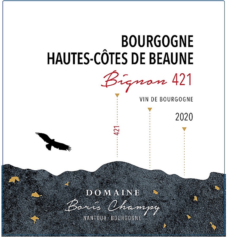 DOMAINE BORIS CHAMPY BOURGOGNE HAUTES COTES DE BEAUNE ROUGE EN BIGNON 421 2020 750ML 750ML