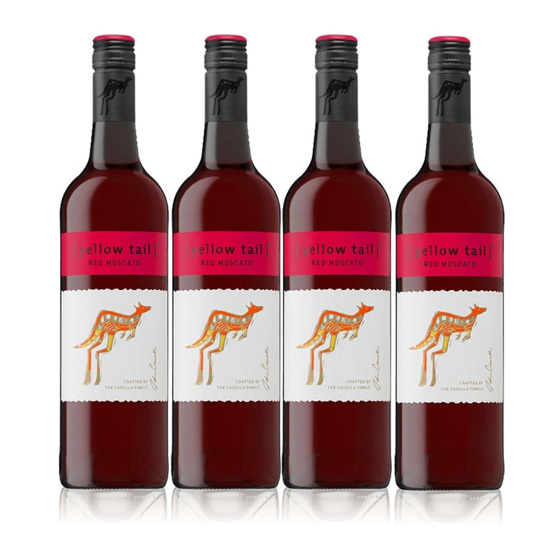 Buy 3+1 Promo: Yellow Tail Red Moscato 750ml (Naked Only – No Box, Total 4 Bottles)