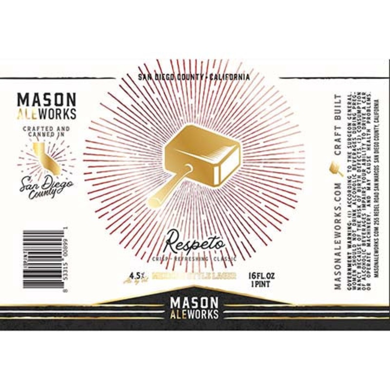 Mason Aleworks Respeto Lager 16OZ SINGLE CAN
