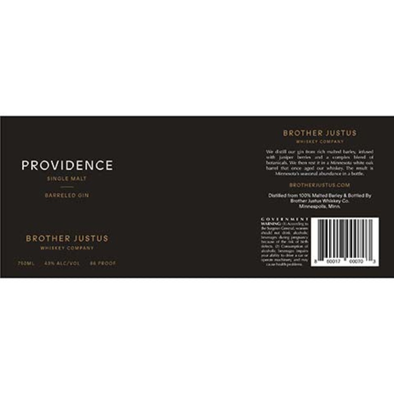 Brother Justus Providence Single Malt Barreled Gin 750ML BTL