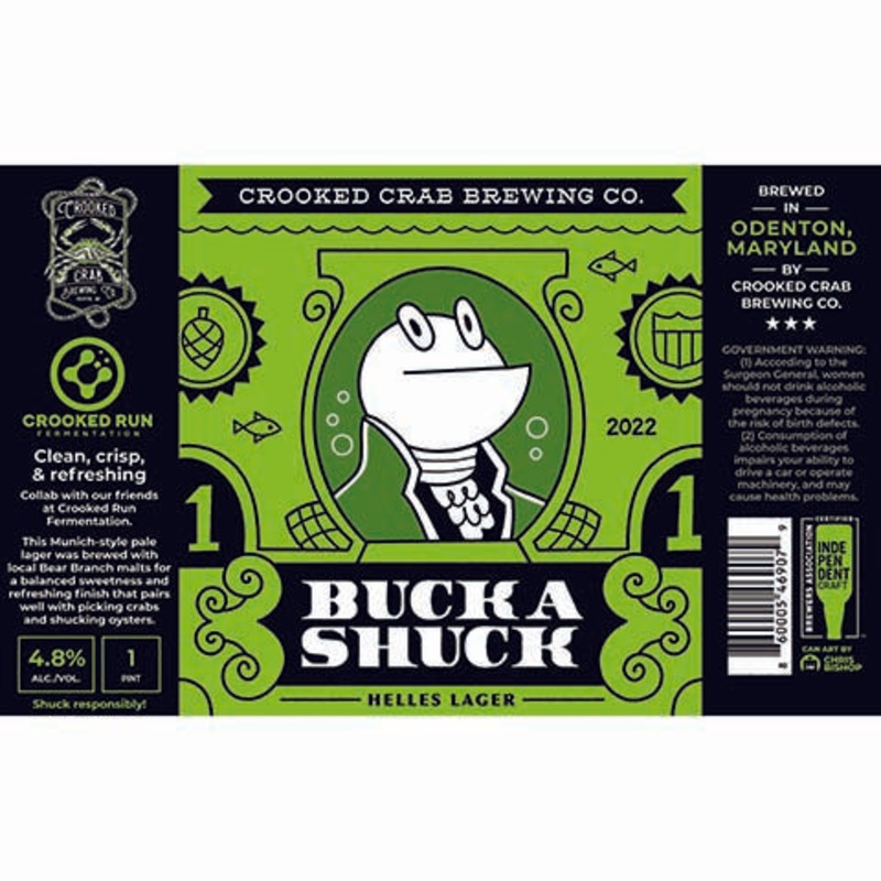 Crooked Crab Buck A Shuck Helles Lager 16OZ SINGLE CAN