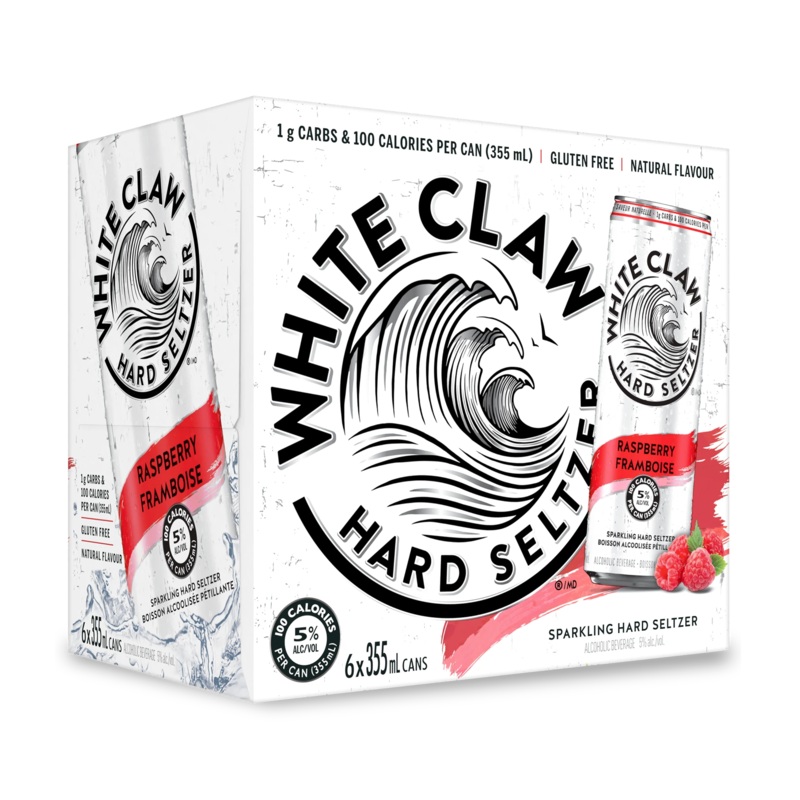 WHITE CLAW HARD SELTZER RASPBERRY 355ML 6PK CAN @ Airdrie [1029995] 2130 ml
