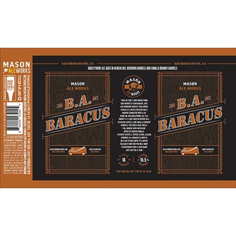 Mason Ale Works BA Baracus Barleywine Ale 16OZ SINGLE CAN