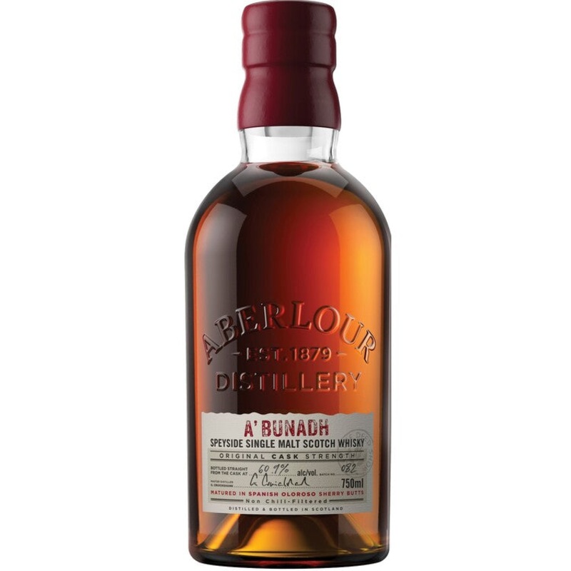 ABERLOUR SINGLE MALT SCOTCH A’BUNADH MATURED IN SPANISH OLOROSO SHERRY BUTTS 122.6 750ML 750ML