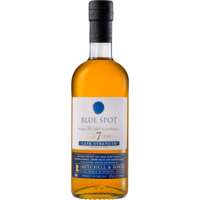 BLUE SPOT SINGLE POT STILL IRISH WHISKEY CASK STRENGTH 7 YR 117.8 750ML 750ML