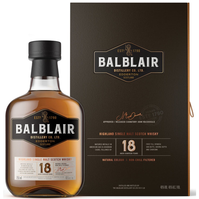 BALBLAIR SINGLE MALT SCOTCH 18 YR 92 750ML 750ML