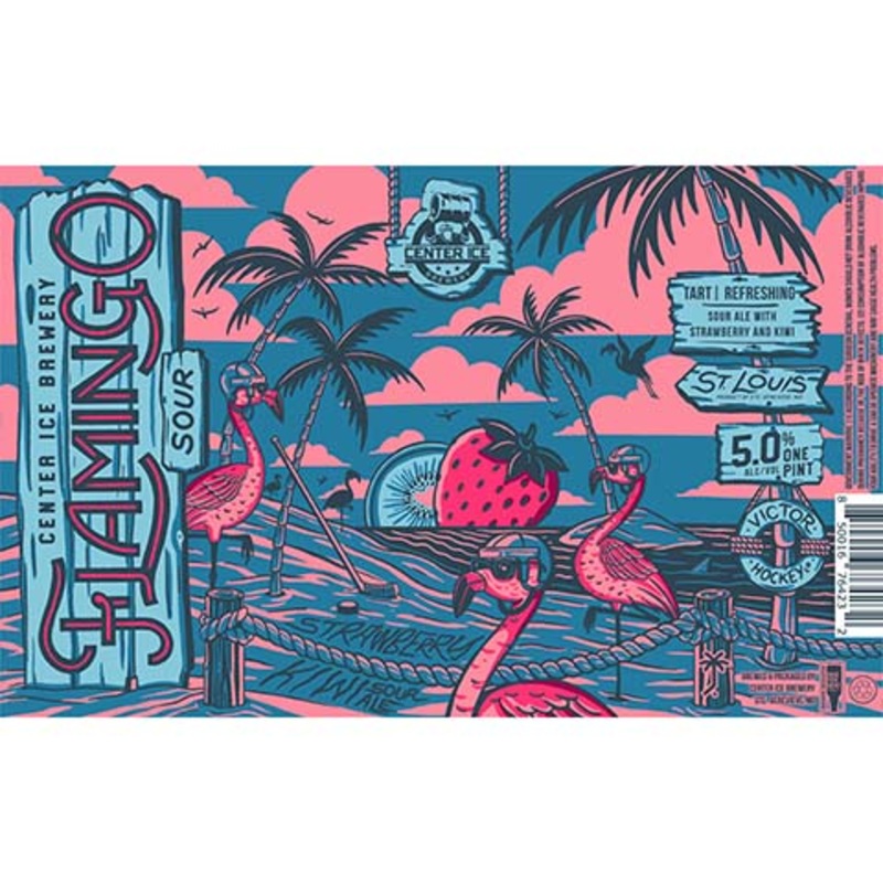 Center Ice Flamingo Strawberry and Kiwi Sour Ale 16OZ SINGLE CAN