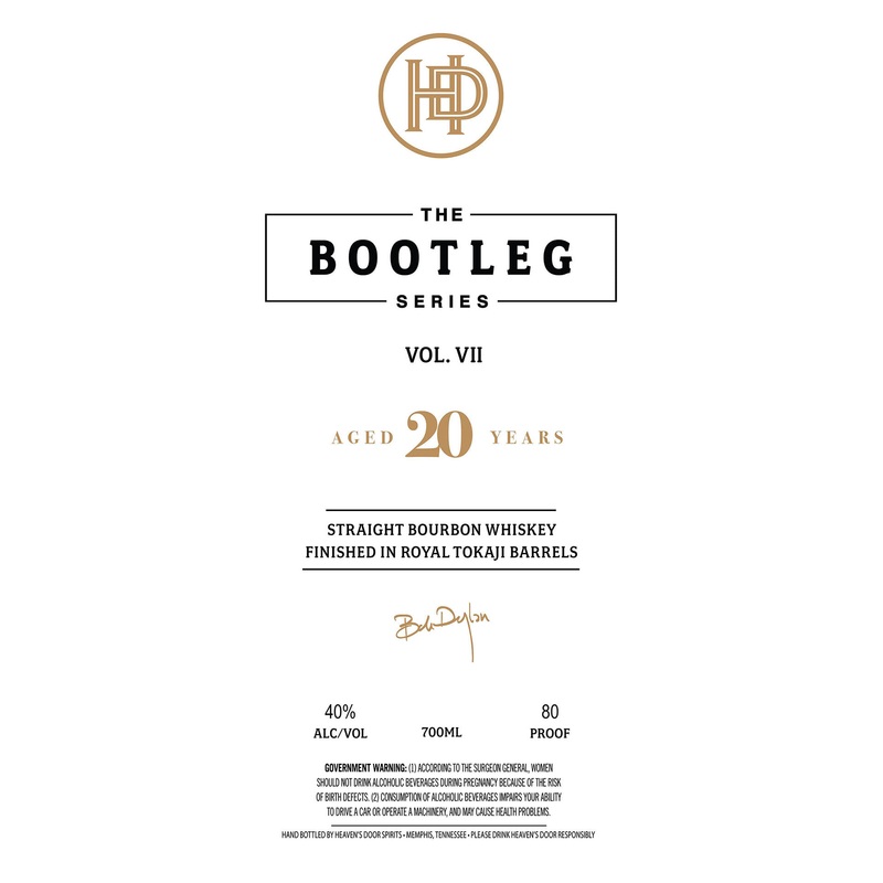 Heavens Door The Bootleg Series Vol. VII 20 Year Straight Bourbon Finished in Royal Tokaji Barrels 700ml Signed By Bob Dylan
