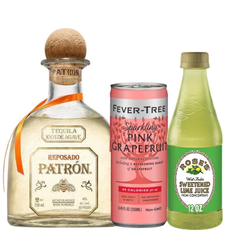 Paloma Cocktail Kit: Patrn Reposado, Roses Lime, Fever-Tree
