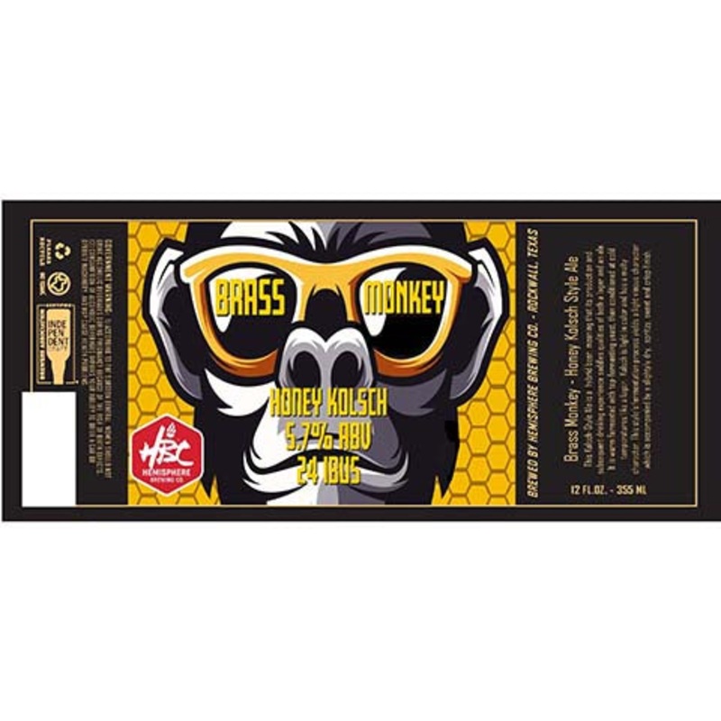 Hemisphere Brass Monkey Honey Kolsch 12OZ SINGLE CAN