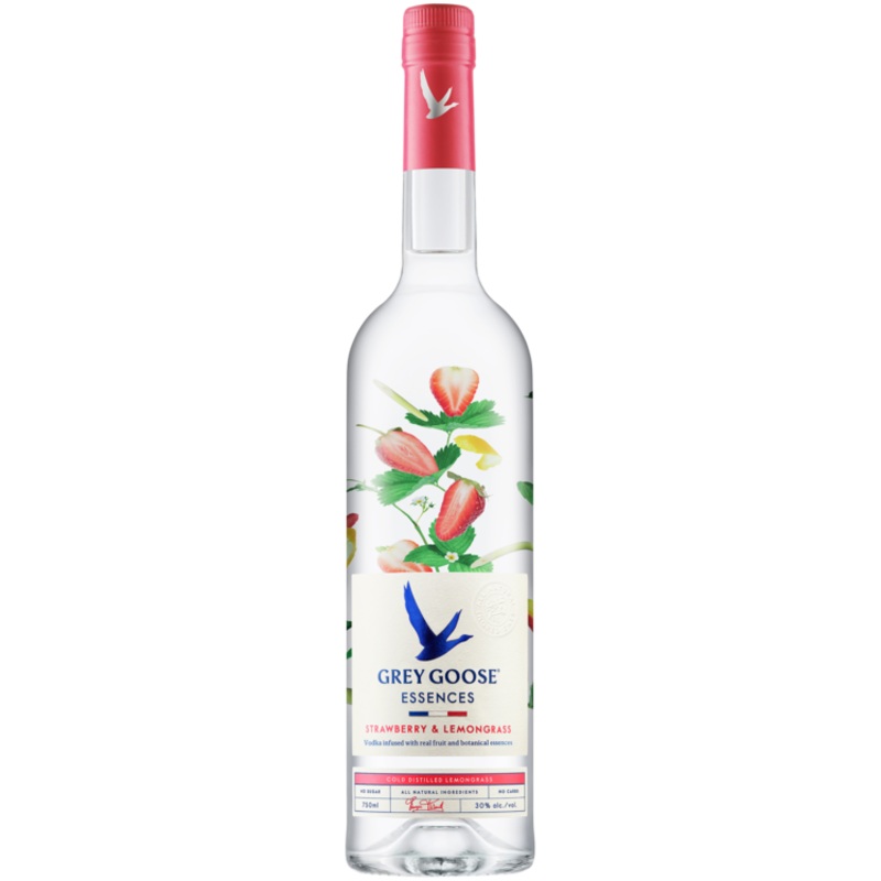 GREY GOOSE STRAWBERRY & LEMONGRASS FLAVORED VODKA ESSENCES 60 750ML 750ML