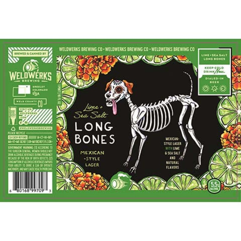Weldwerks Lime Sea Salt Long Bones Mexican Lager 16OZ SINGLE CAN