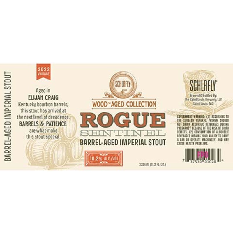 Schlafly Rogue Sentinel Barrel-Aged Imperial Stout 12OZ SINGLE BTL