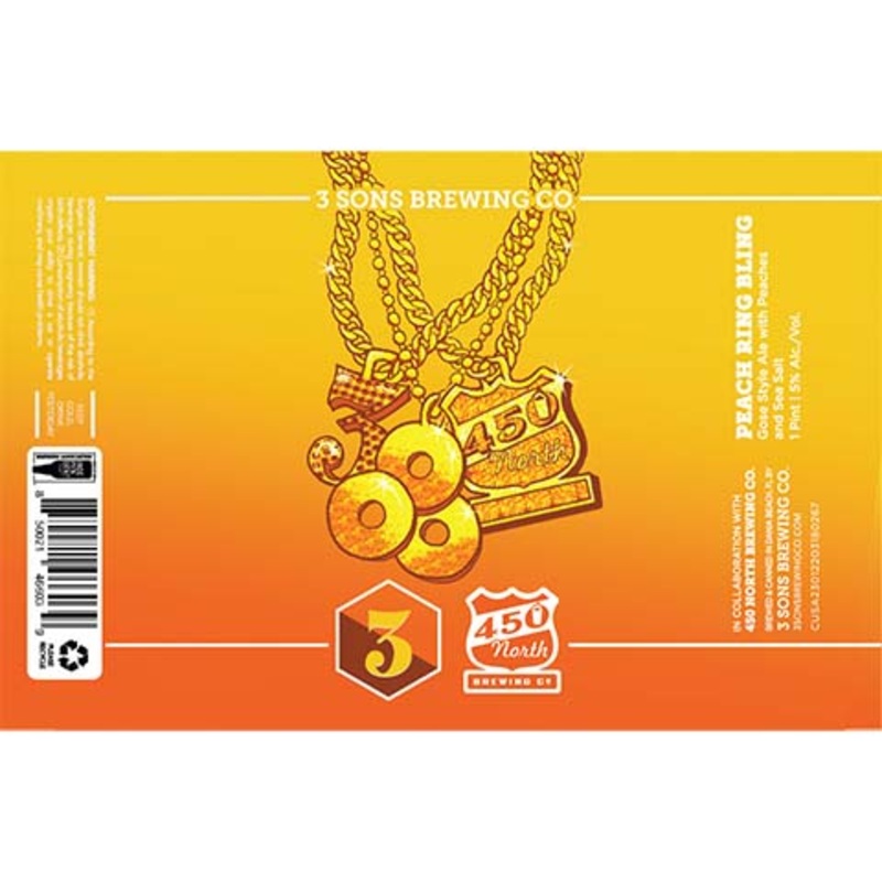3 Sons Peach Ring Bling Sour 16OZ SINGLE CAN