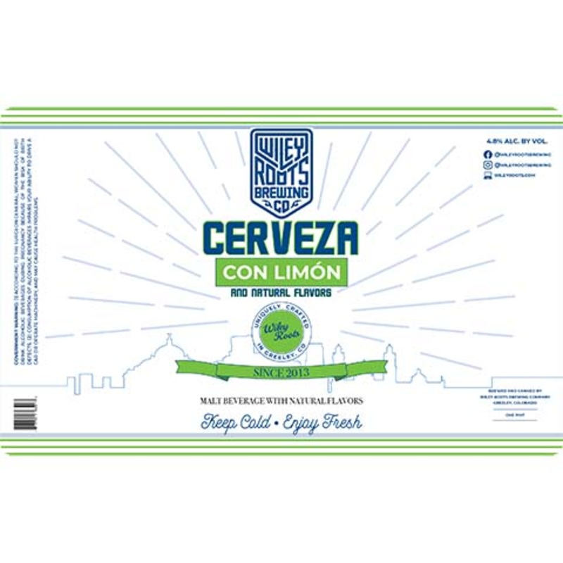 Wiley Roots Cerveza Con Limon 16OZ SINGLE CAN