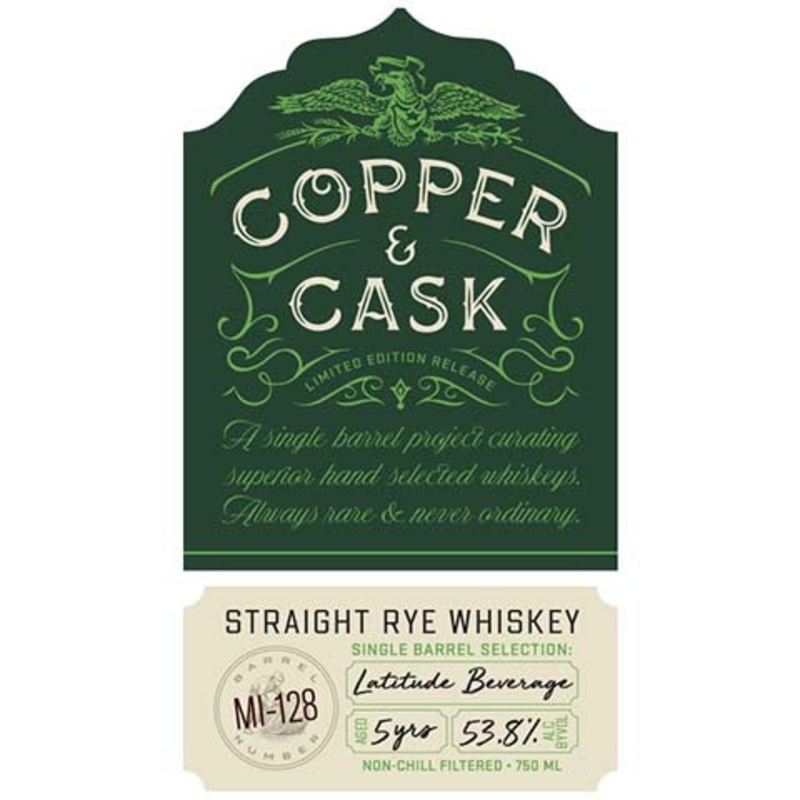 Copper & Cask MI-128 Straight Rye Whiskey 750ML BTL